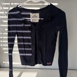 Hollister Dark Blue Ruffle Cardigan